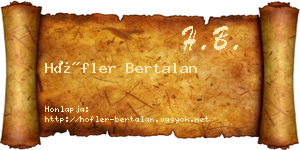 Höfler Bertalan névjegykártya